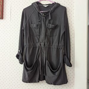 🖤 Garnet Hill Women's Hoodie Jacket size S, black lagen look Rain Weather